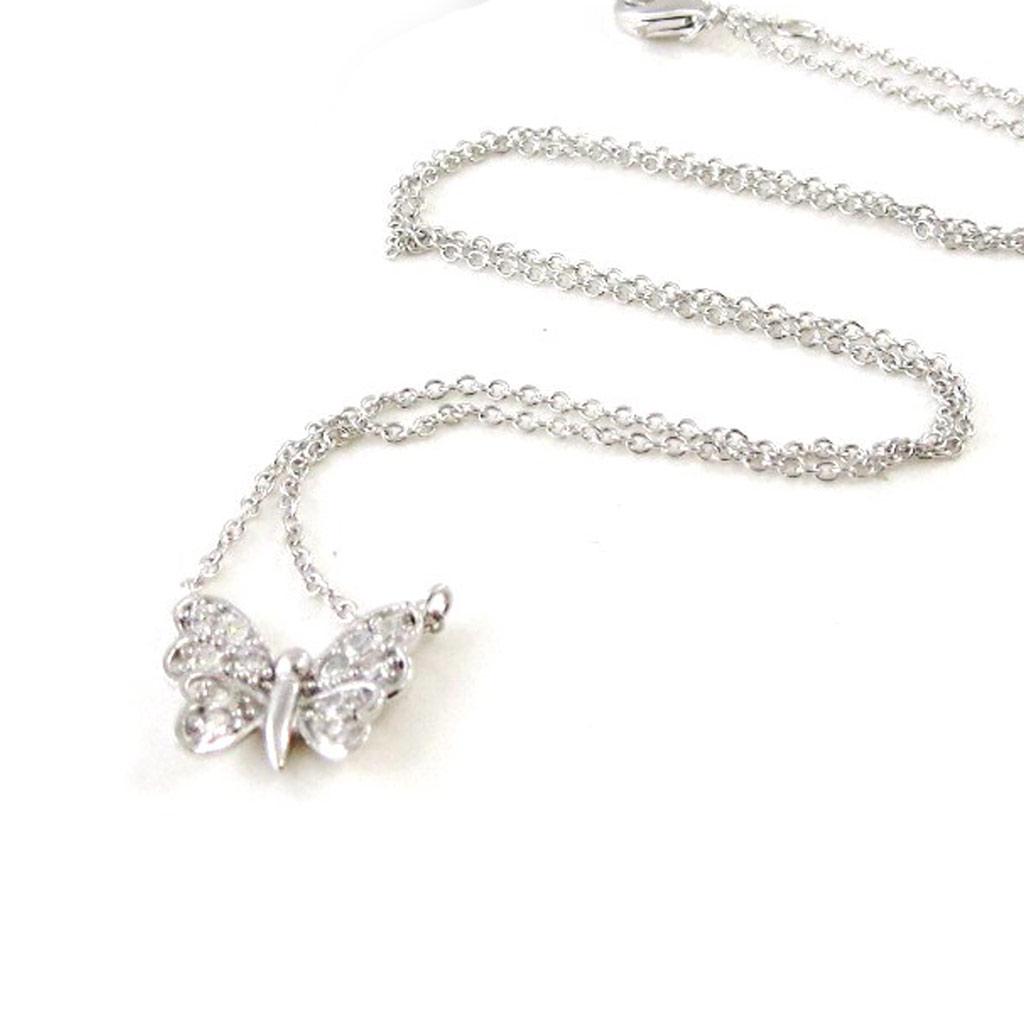 Les Trésors De Lily [I9890] - Серебряное колье "Бабочка" серебро белое (родиевое покрытие) - 10х12 мм