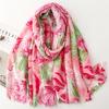 Женский шарф, модный шарф из хлопка и льна, розовый яркий шелковый шарф с узором «елочка», толстая шаль