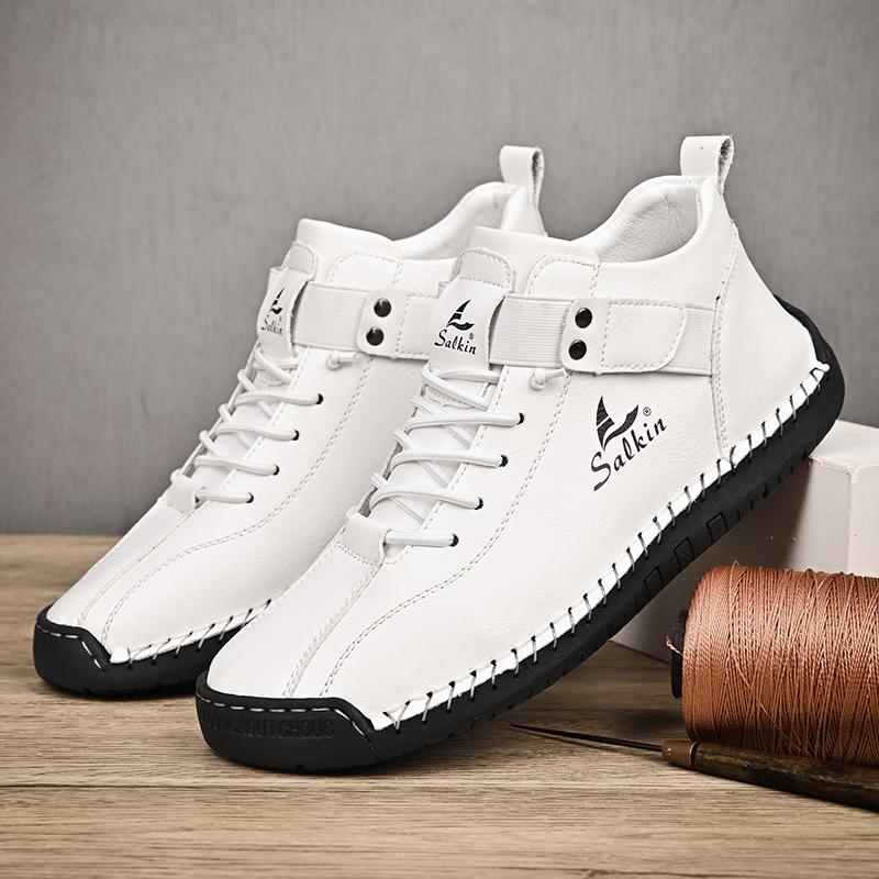 New Handmade Leather Casual Men Shoes Design Sneakers Man Breathable Leather Shoes Men Ankle Boots Outdoor