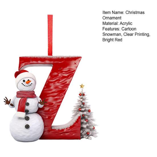 Подвеска с рождественскими буквами от A до Z, подвесной рождественский алфавит, акриловый снеговик