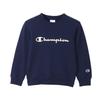 Champion Long Sleeve Crew Neck USA Script Size 120 Kids' Sweatshirt, 100% Cotton, Logo, Navy, (CK-Y002)