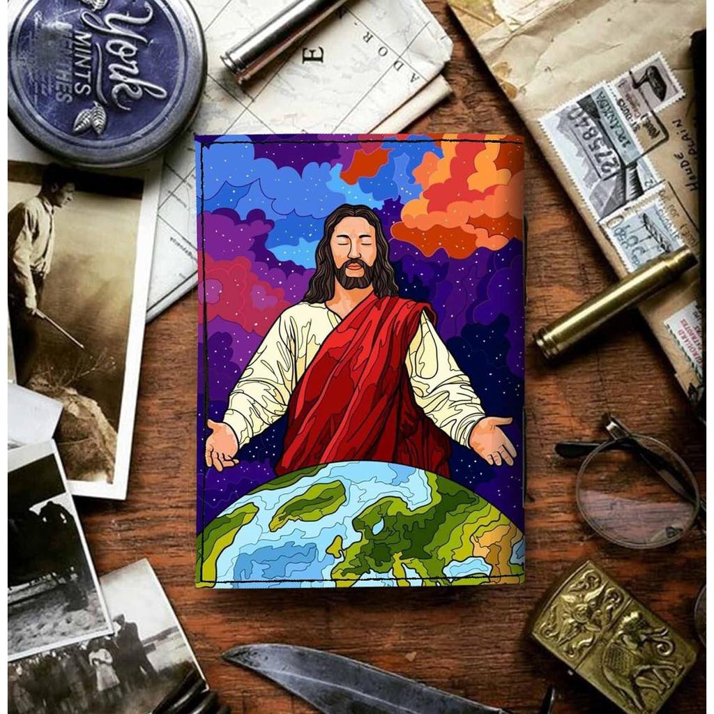 Combo Leather Diary Leather Mother Earth Printed Diary    Leather Jesus Above Earth Portrait Diary
