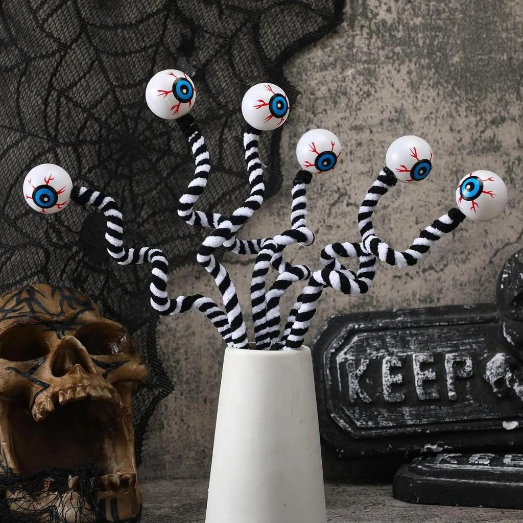 New Halloween Eyeball Black and White Woolen Branches Halloween DIY Decoration Pendant Halloween Decorations