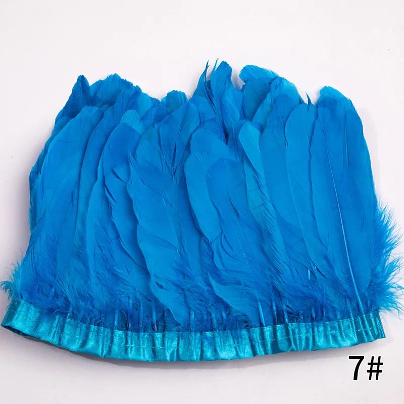 2M/Lot Real Geese Feather Fringe Ribbons Goose Feathers Trim Dyed for Dress Skirt Cloth Belt Decorative Clothing