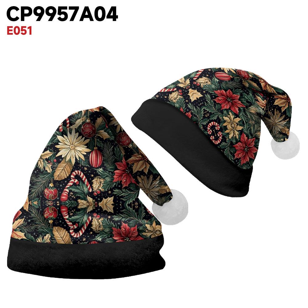 2024 Новая плюшевая бархатная двухсторонняя флисовая рождественская шапка для взрослых и детей - Счастливого Рождества, индивидуальный дизайн