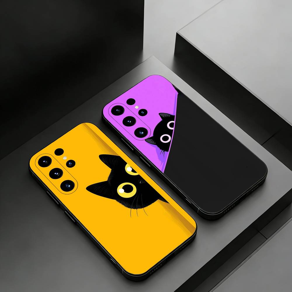 Black Cat Phone case for Samsung Galaxy S24,25,26,23 22,21,S20 Plus Ultra FE soft fundas cases