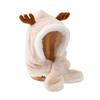 Children's plush hat and scarf combo for autumn and winter, unisex baby pullover hat, thickened cute cartoon deer ear protection hat
