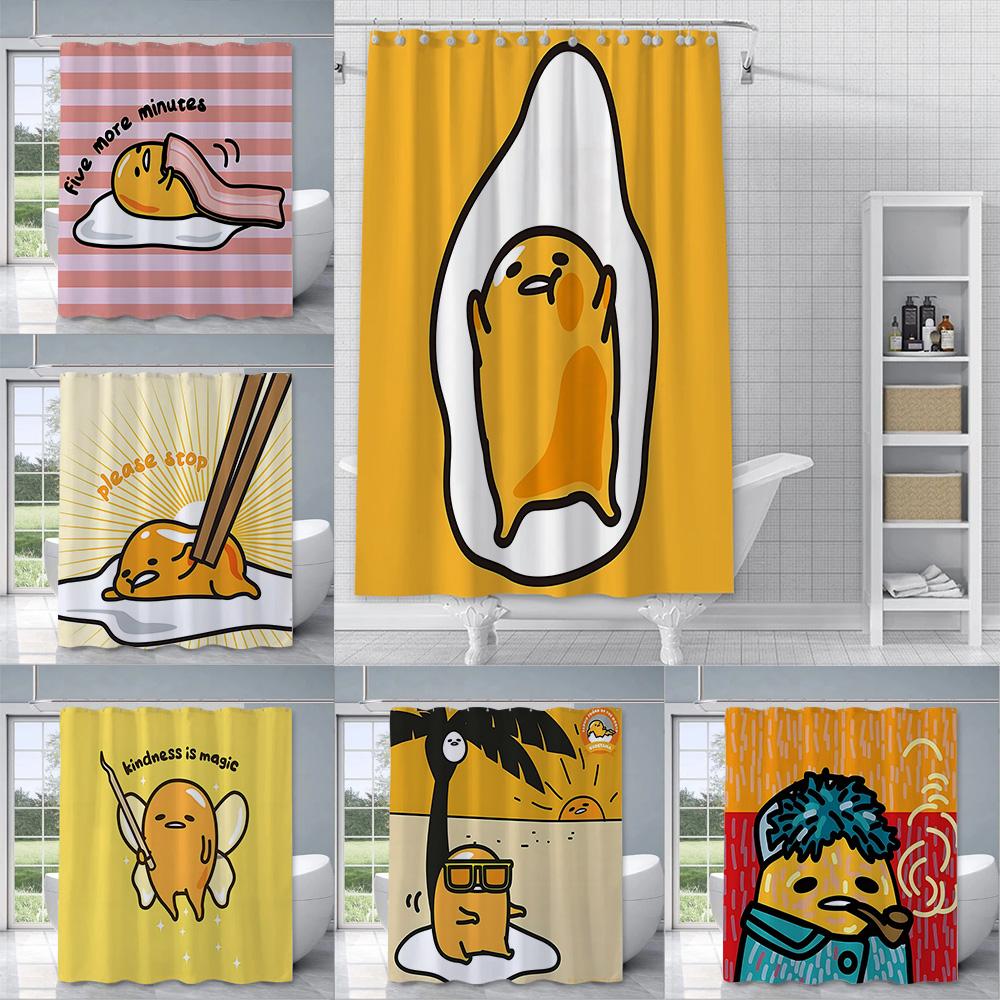 Cartoon G-Gudetama Shower Curtain Waterproof Polyester Fabric Paint Colorful Bath Curtains Home Bathroom Decor Curtain With Hook