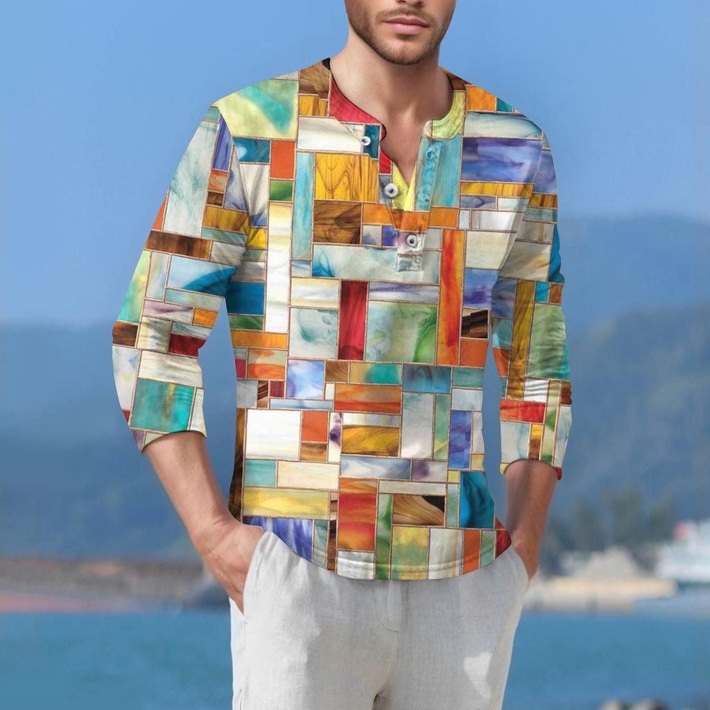 Мужская футболка уличная повседневная мода с длинными рукавами