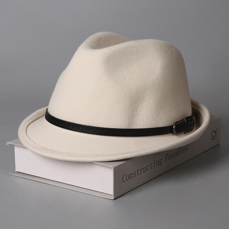 Elegant top hat Merino wool crimped warm winter hat fashionable versatile retro woolen basin hat British