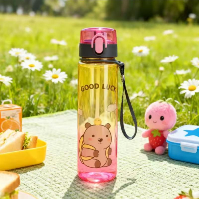 560 мл Чашка-Капибара Милая Мультяшная Бутылка для Воды с Ремешком Герметичная Портативная Чашка для Питья Спортивная Градиентная Бутылка