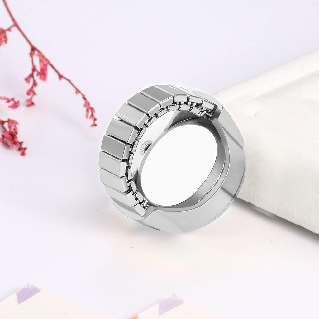 Часы JEWELRYWE, кольцо, аналоговый циферблат, стильные часы-кольца, водонепроницаемые, свободный размер, женские, белые, дневные, декоративные, подарок