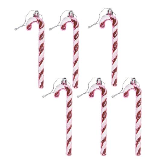 6 Pcs Candy Cane Christmas Ornament Plastic Twisted Candy Cane Christmas Tree Hanging Decoration for Xmas Tree Holiday Party Supplies