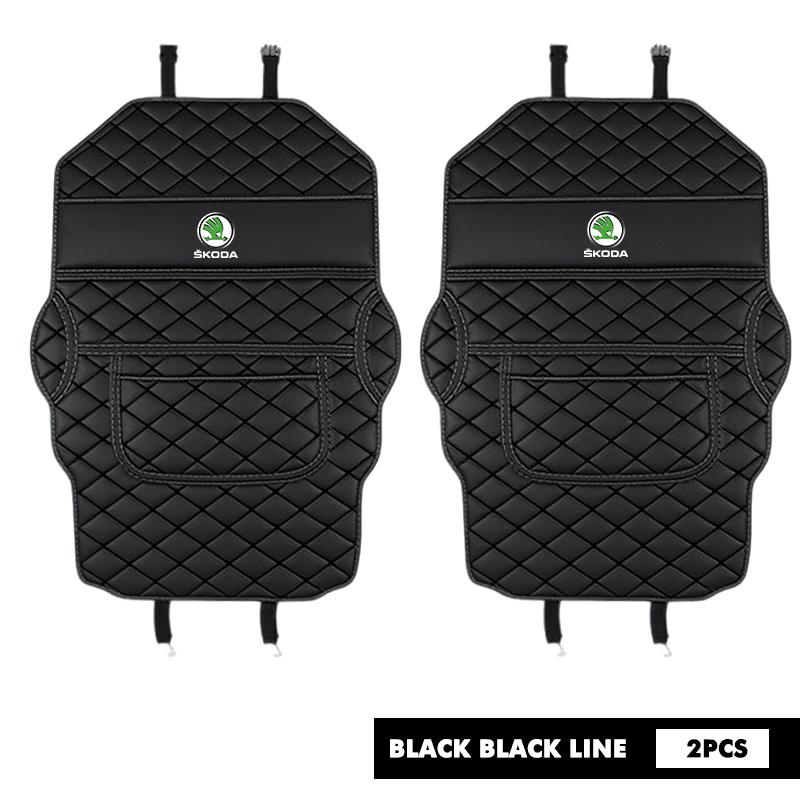 LOLL4 Leather Car Anti-Kick Mats Seat Back Protector Cover Anti-Dirty Storage Bag For Skoda octavia a5 a4 mk1 2 fabia superb rapid mk3