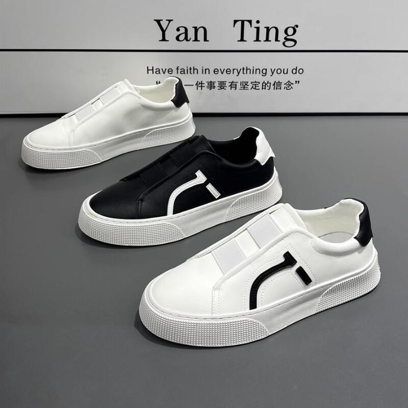 Skateboard Shoes Leather Korean Version Casual Shoes with Sneakers Men's Tennis Shoes A3