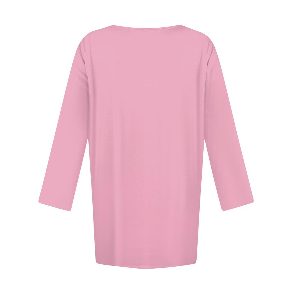 Женская верхняя свободная футболка с рукавом семь четвертей на пуговицах