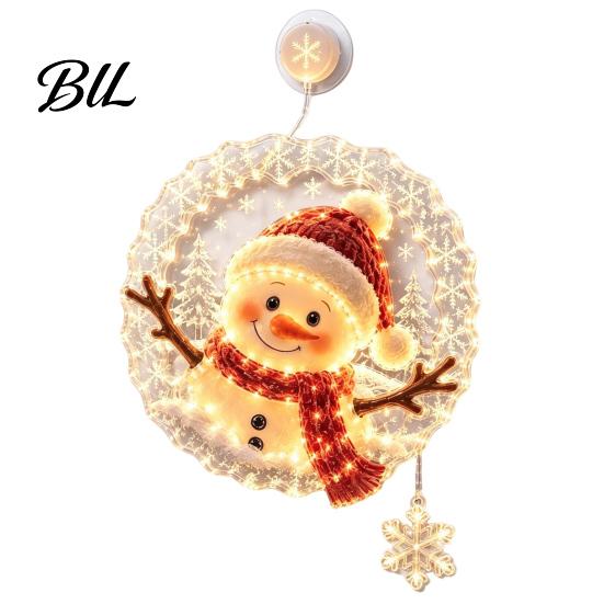 Festive Window Decoration Christmas Suction Cup Light, Santa Claus Xmas Tree Decorative Lamp Snowman Glass Ornament, Holiday Party Acrylic Hanging