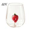 Cute Glass Cups with 3D Fruit Ornaments Clear Drinking Cup And Christmas Holiday Ornaments, Handmade Decorative Mugs Heat Resistant Borosilicate