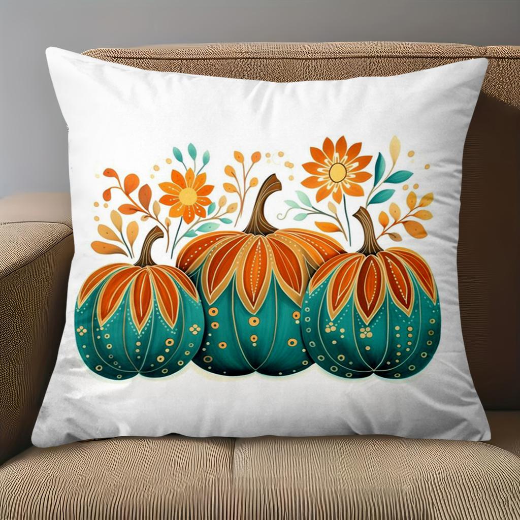 1 Pieces Floral Pumpkins Printed White Decorative Throw Pillows Polyester pillowcase, sofa cushion cov Headboard Pillow