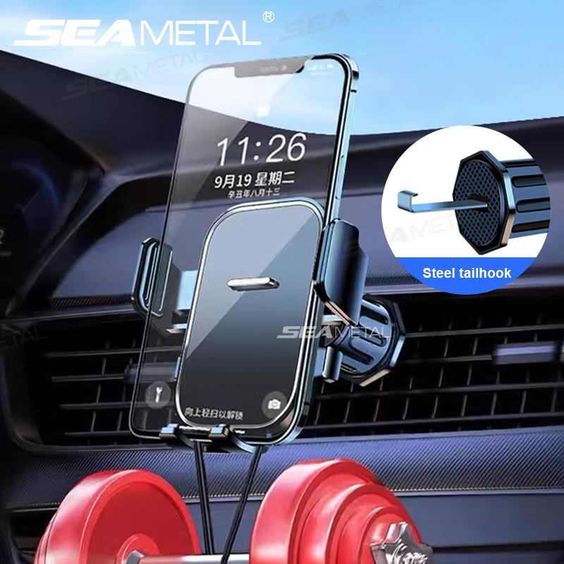 SEAMETAL Gravity Car Phone Holder Air Vent Hook Clip Adjustable 360 Rotation Vent Clip Car Phone Holder Mount