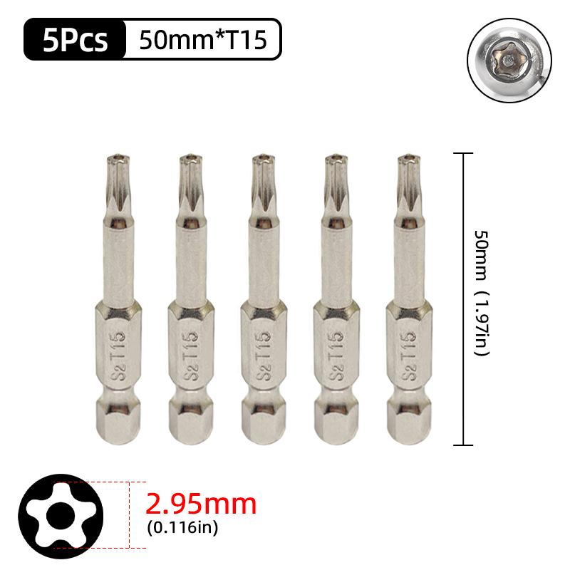 Набор насадок-звездочек T10-T40, шестигранный хвостовик 1/4 дюйма, сталь S2, магнитные, 50 мм, насадка для отвертки, трещоточная рукоятка, ручные инструменты