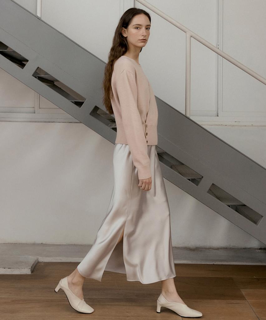 Otte Reve Satin Long Slit Skirts_2Color