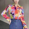 Mall 1116 Spring and Autumn Women's Clothing New Casual Color Graffiti Printing Long Sleeve Shirt Shirt 1111988