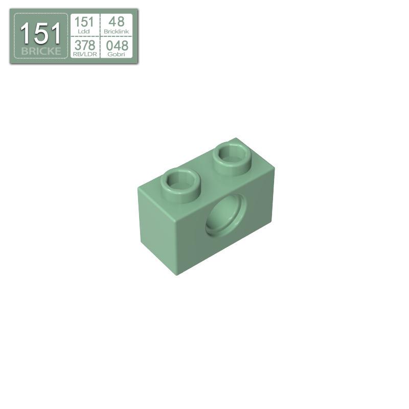 BRICKE 1x2 Brick with Hole - Compatible with Lego, MOC Loose Parts, Small Particle Building Blocks