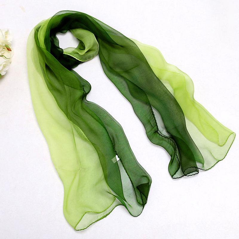 Женская мода градиент цвета шали шифоновый шелковый шарф тонкий солнцезащитный женский дышащий мягкий