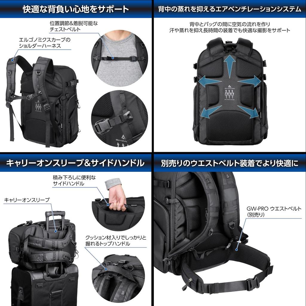 Hakuba Camera Bag Tank Rear Gate Backpack 17 AZ Black AMZSGWATKRGBP17 Access Side Access Security Side Opening Type 4977187005196 GW-ADVANCE 4-way