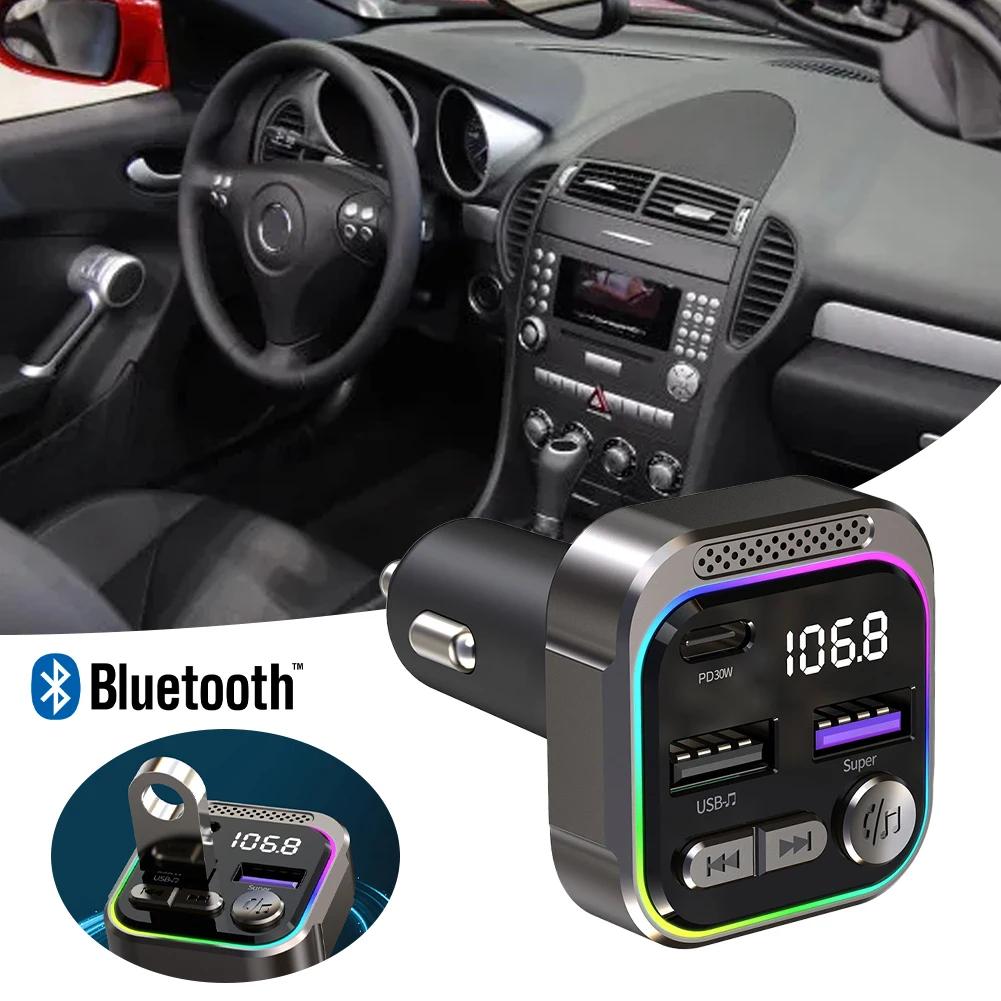 Bluetooth 5.3 FM-передатчик PD 30 Вт и быстрое зарядное устройство QC3.0 Hands Free Bluetooth автомобильный адаптер Hi-Fi Mp3 музыка Чистый вызов автомобильный комплект
