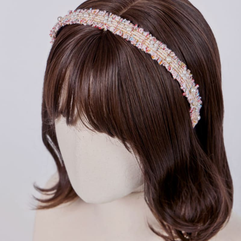 MAIA Твидовая повязка на голову с жемчугом P - Зеленая