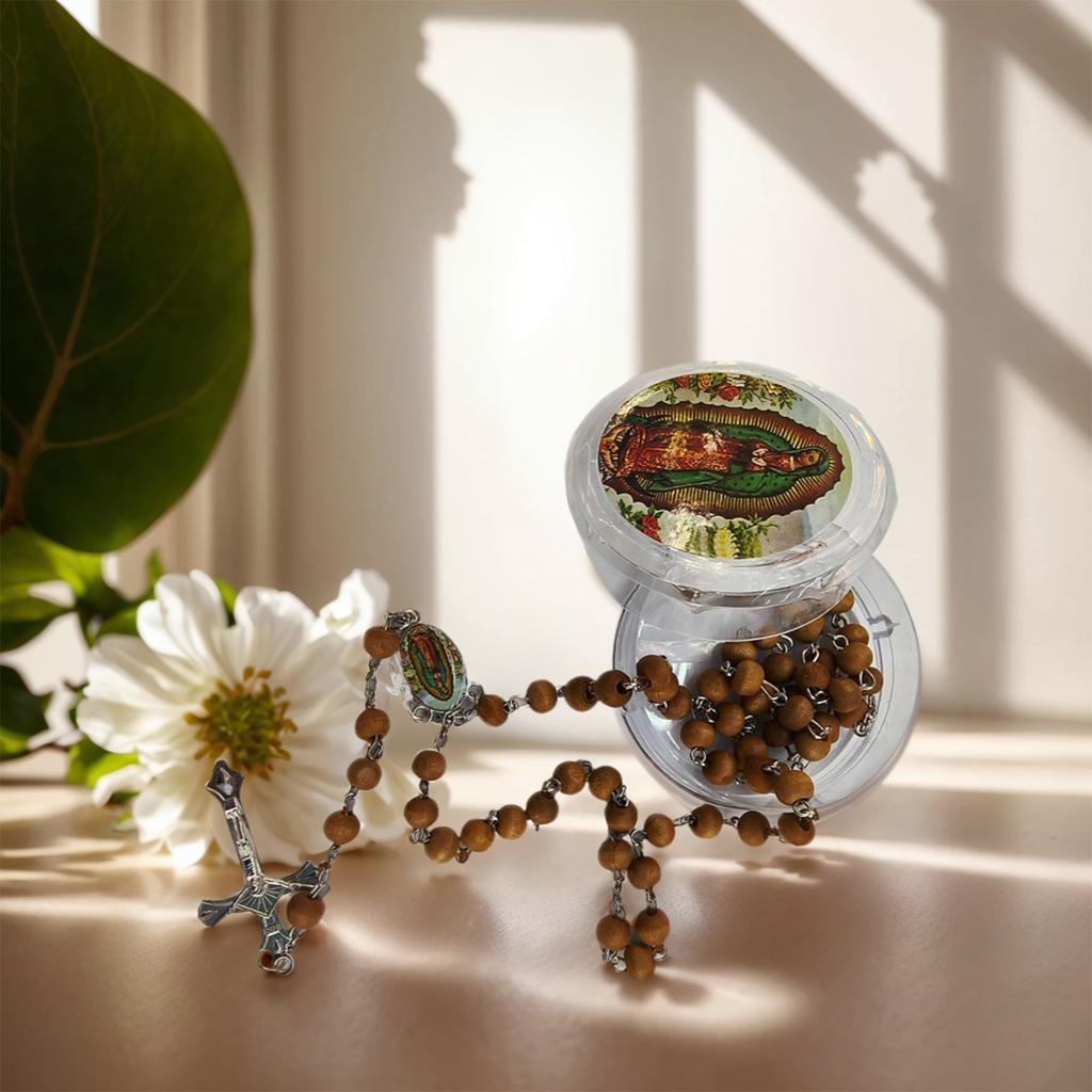 Католические молитвенные четки-ожерелье с деревянными бусинами, включают распятие и элегантную подарочную коробку, христианские религиозные для причастия