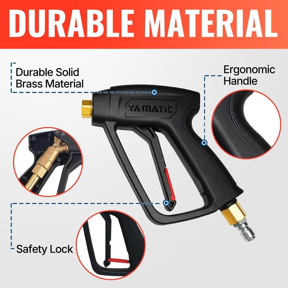 YAMATIC Pressure Washer Gun with Foam Cannon, 4000 PSI Car Washer Foam Blaster with 1/4 Quick Connect, 5 Power Washer Nozzle Tip