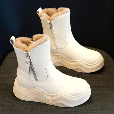 Модные зимние теплые зимние ботинки женские модные британские ботинки на молнии удобные ботильоны на платформе толстая подошва боковая молния высокие зимние ботинки