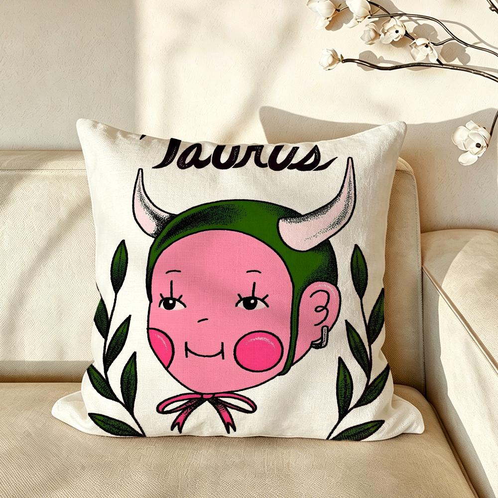 Art ZZodiac IIllustration Cushion Cover Pillow Case Antidustmite Pillowcase Silky Short Plush Sofa Cushion Cover hot
