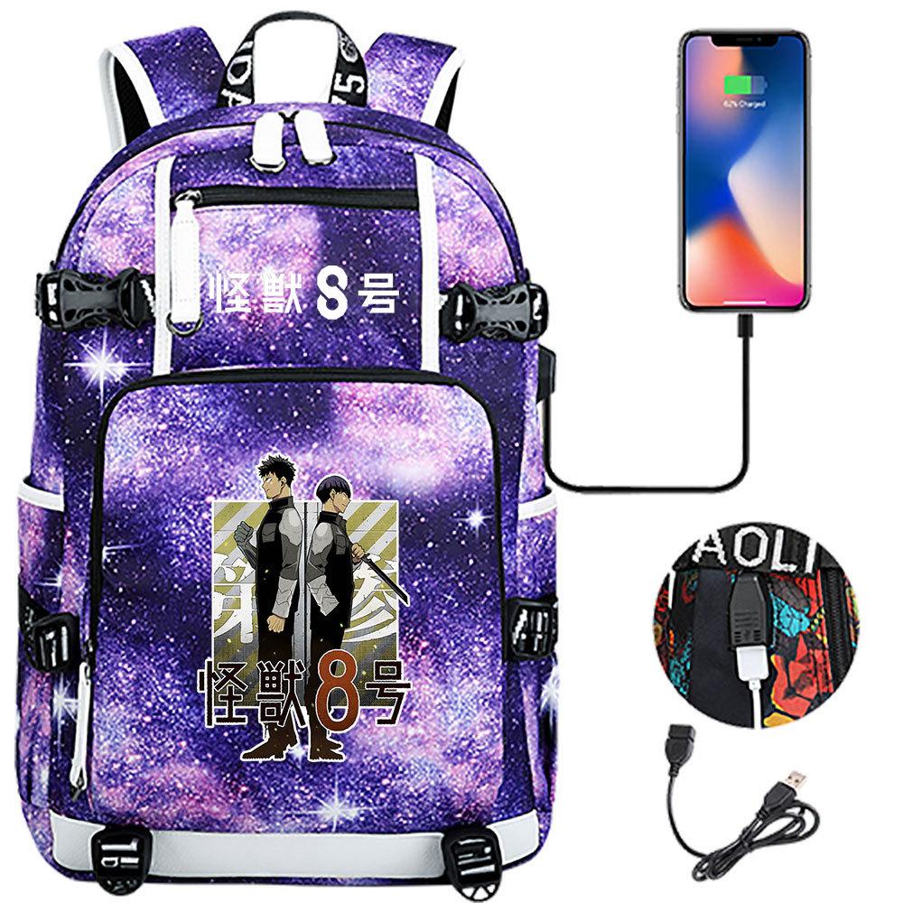 Kaiju 8 Printed USB Port Teen Student Backpack Casual Large Capacity Travel Daypack
