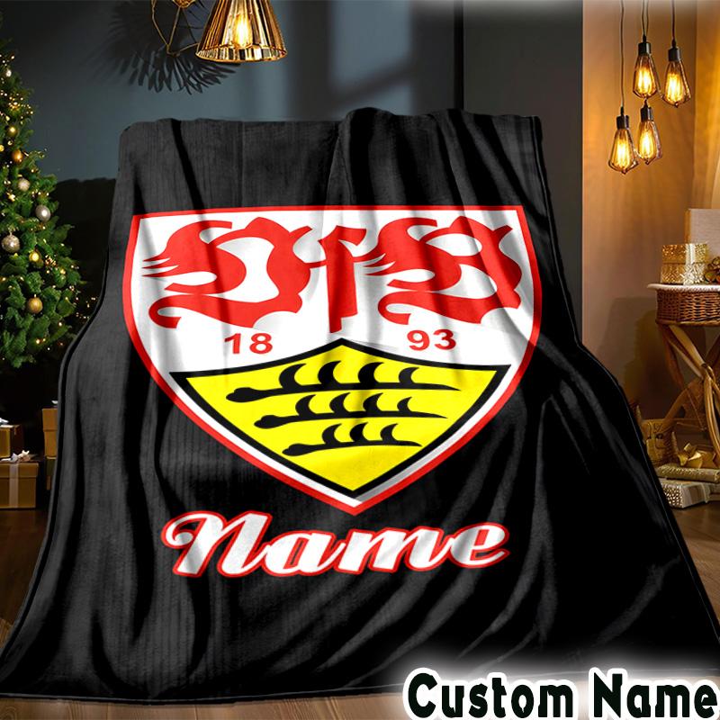 Custom Name Stuttgart Crest Art Throws Blanket Flannel Blankets for Couch Bed Gifts for Men Women Picnic blanket Christmas fan gifts