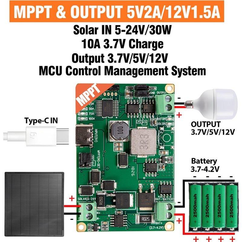ABKP-Солнечный модуль MPPT 3,7 В Литий-ионный аккумуляторный модуль 5-24 В 10-30 В Модуль выхода солнечной панели