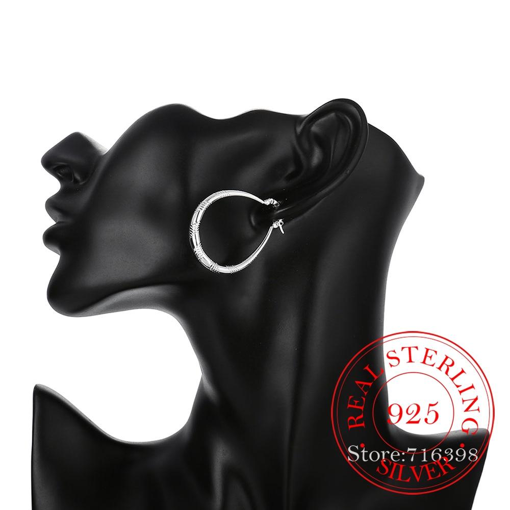 925 Sterling Silver Grain Circle Hoop Earrings for Women Lady Best Gift Fashion Charm Silver Wedding Jewelry