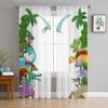 Jungle Animal Cartoon Dinosaur Sheer Curtains For Living Room Bedroom Tulle Curtains Kitchen Window Treatments Panel Drapes