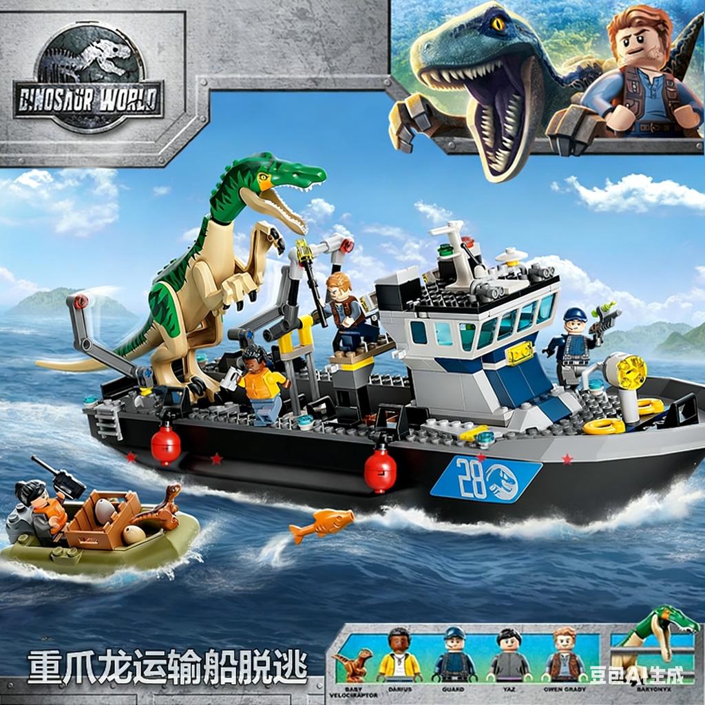 Compatible MOC Sets Dinosaur Series Building Blocks 76966 Dinosaur Missions: Allosaurus Transport Truck Children World Park Toys