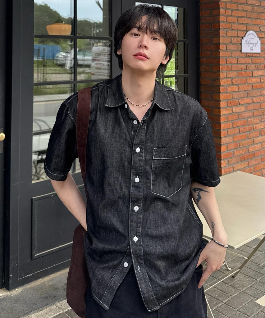 MINDBRIDGE [Set] Linen-Like Denim Shirt Set-Up - 3 Colors