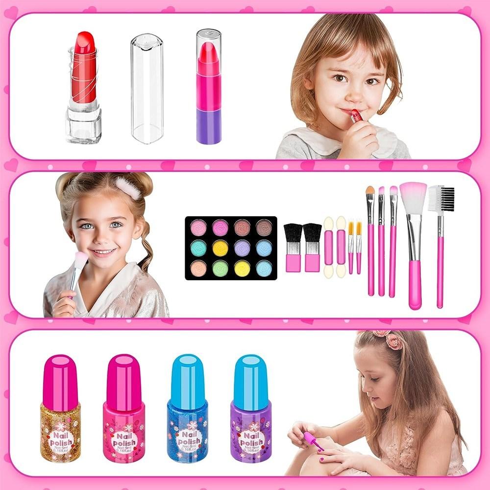 58 предметов Rose Hollyhi Детский набор косметики для девочек Косметический оттенок Блеск для губ и т. д.. Подарок племяннику на день рождения, Рождество, 1 шт.