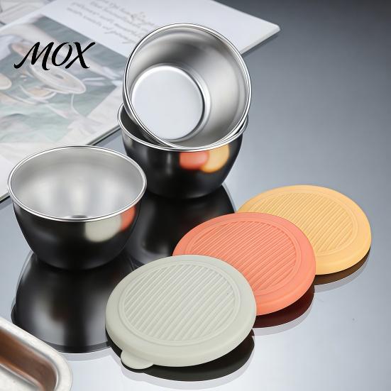 Metal Food Storage Cups for Snacks Stainless Steel Sauce Cup with Silicone Lid, Reusable Small Camping Condiment Container, Dipping Bowl Travel