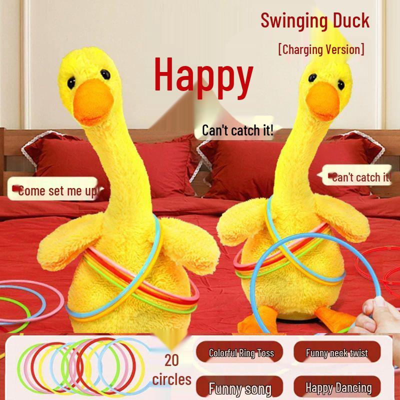 Inflatable Goose Ring Toss Game - Shaking Head Duck Stuffed Toy