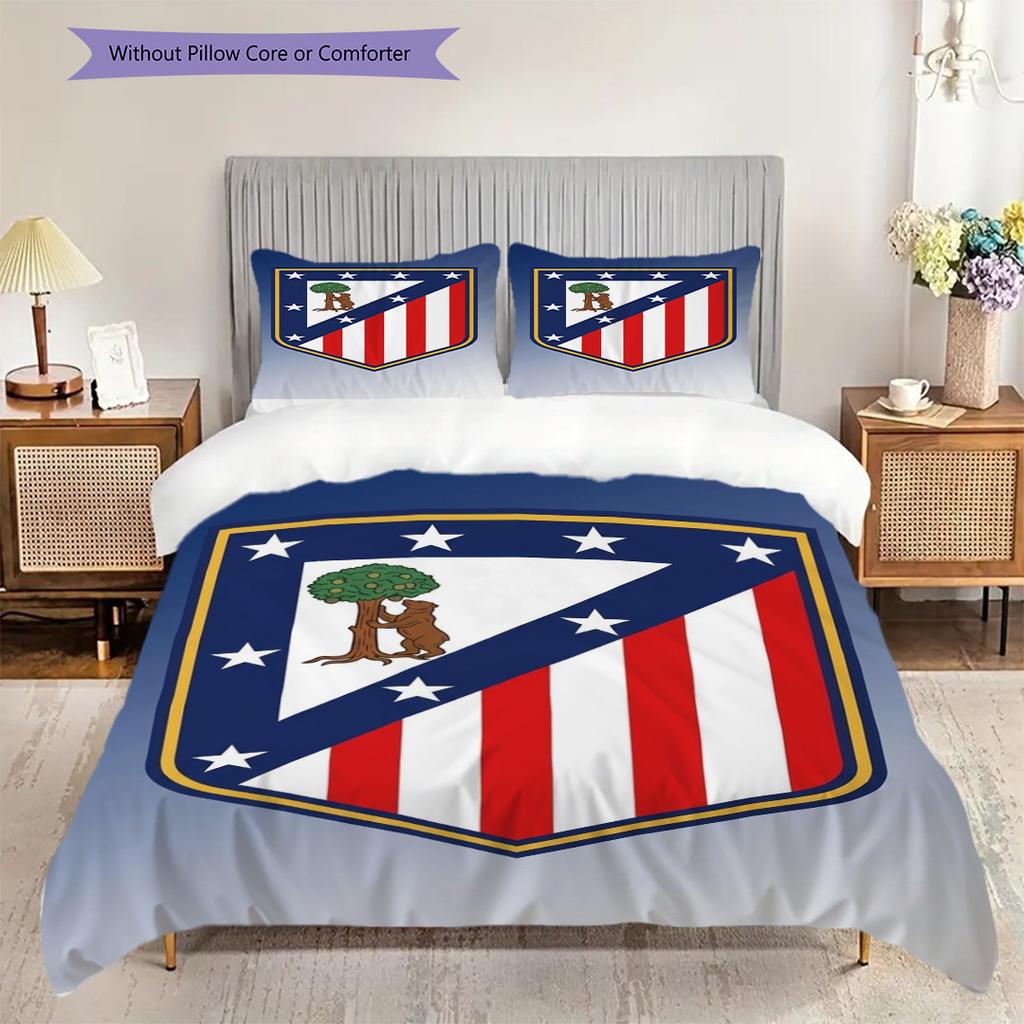 Vibrant Stripes Stars Emblem Bedding (1 * duvet cover + 2 * pillowcase, without core) Duvet cover and pillowcase Bedding set Soft and comfortable