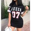 Spring Summer Women's Hip Hop 07 Letter Printed Short Sleeve Dresses