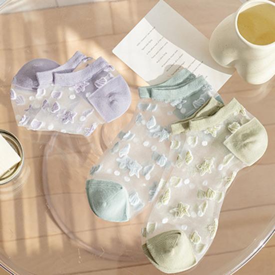 1 Pair Invisible Socks All Match Elastic Breathable Short Weaving Sole Cool Polyester Transparent Design Women Socks Shoes Accessories
