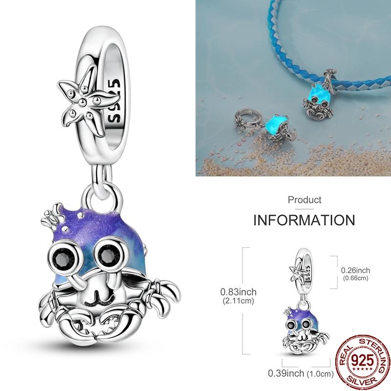 Summer Ocean Series Beads 925 Sterling Silver Turtle Charms Blue Heart Dangle For Women Fit Original Bracelet DIY Jewelry Gift
